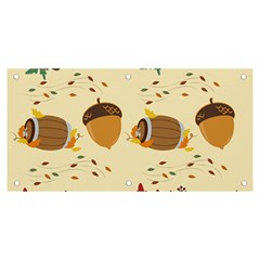 Leaves Foliage Acorns Barrel Banner And Sign 6  X 3  by Ndabl3x