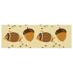 Leaves Foliage Acorns Barrel Banner And Sign 9  X 3  by Ndabl3x