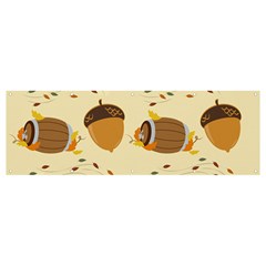 Leaves Foliage Acorns Barrel Banner And Sign 12  X 4  by Ndabl3x