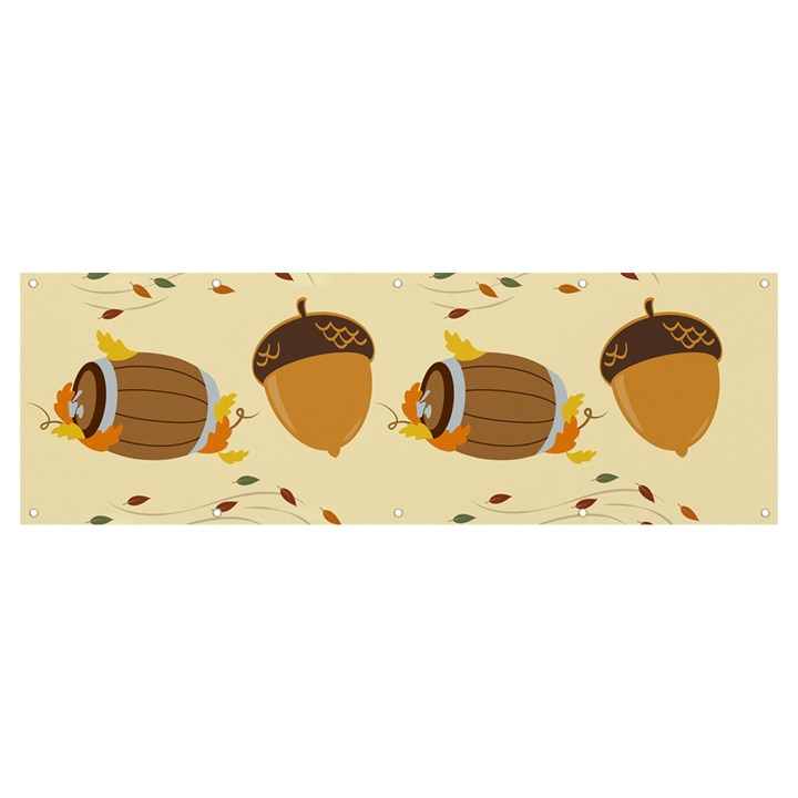 Leaves Foliage Acorns Barrel Banner and Sign 12  x 4 