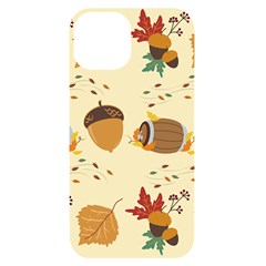 Leaves Foliage Acorns Barrel Iphone 14 Black Uv Print Case