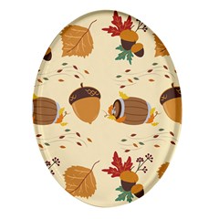 Leaves Foliage Acorns Barrel Oval Glass Fridge Magnet (4 Pack)