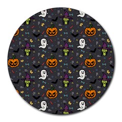 Halloween Bat Pattern Round Mousepad by Ndabl3x