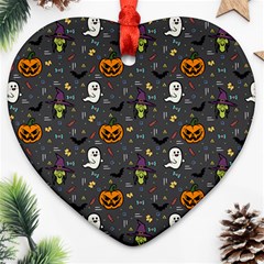 Halloween Bat Pattern Ornament (heart) by Ndabl3x