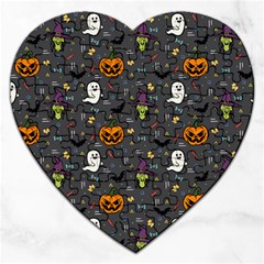 Halloween Bat Pattern Jigsaw Puzzle (heart) by Ndabl3x