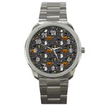 Halloween Bat Pattern Sport Metal Watch Front