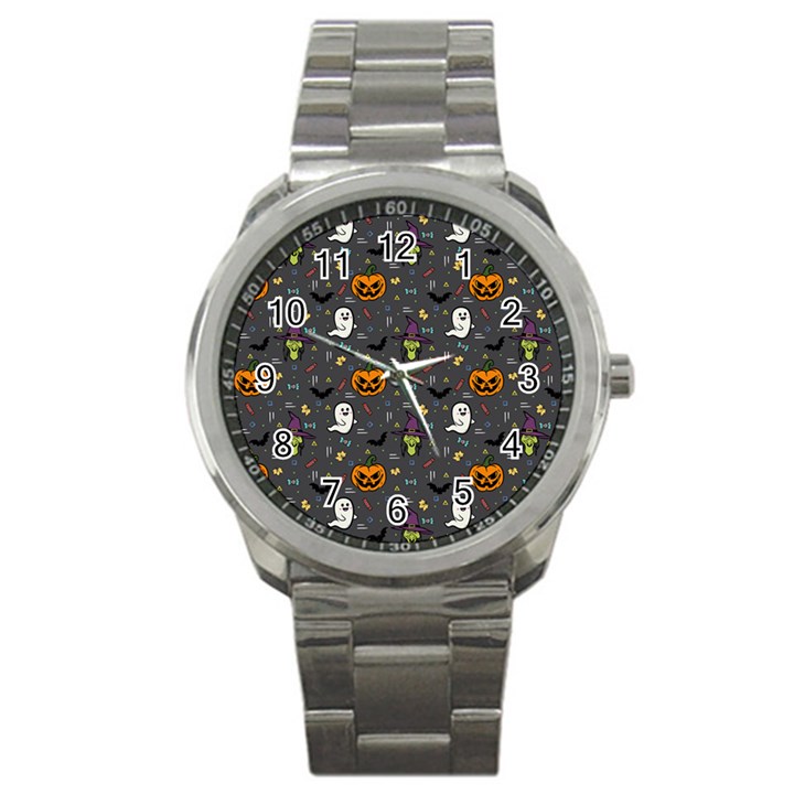 Halloween Bat Pattern Sport Metal Watch