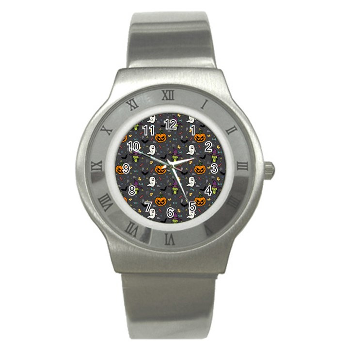 Halloween Bat Pattern Stainless Steel Watch