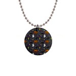 Halloween Bat Pattern 1  Button Necklace Front