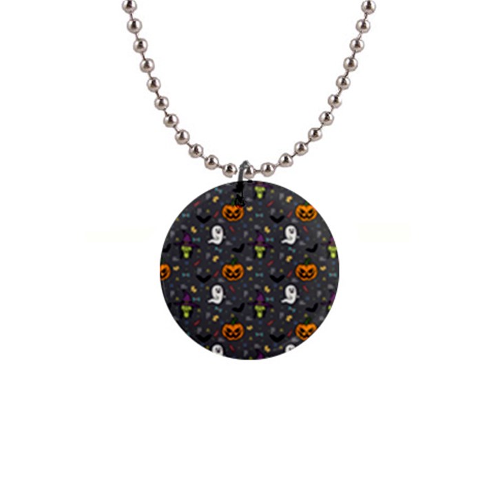 Halloween Bat Pattern 1  Button Necklace