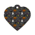 Halloween Bat Pattern Dog Tag Heart (Two Sides) Back