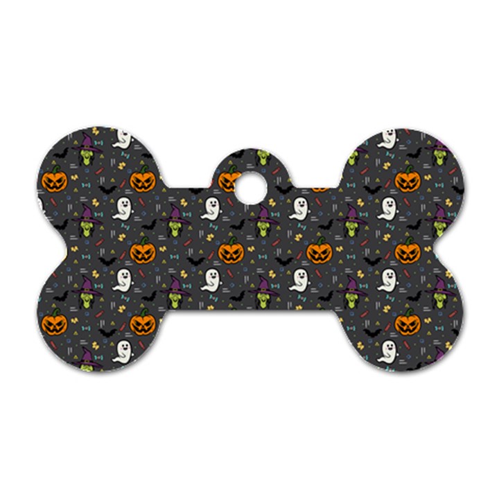 Halloween Bat Pattern Dog Tag Bone (Two Sides)