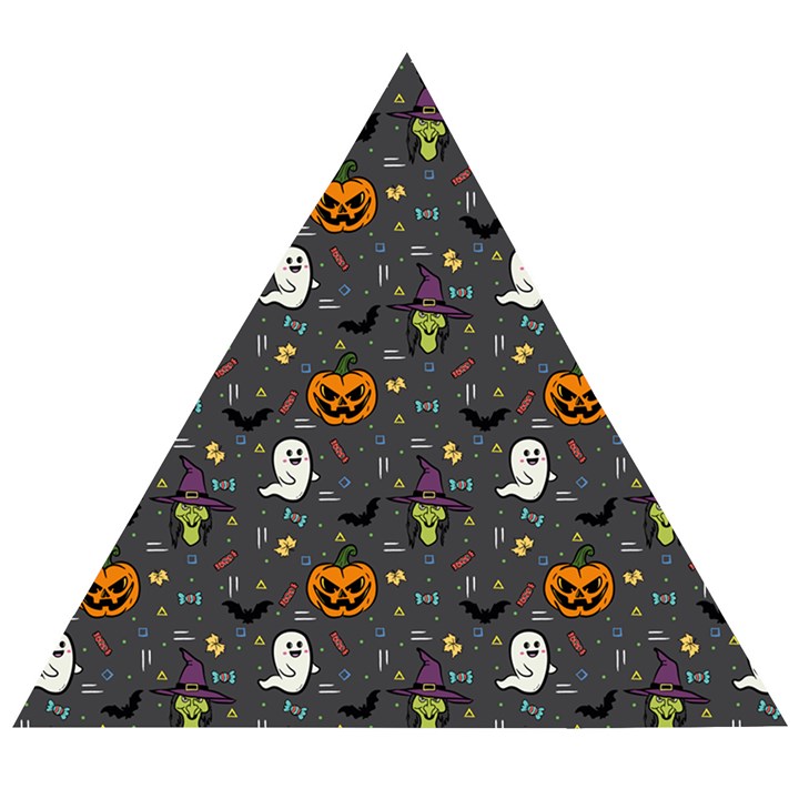 Halloween Bat Pattern Wooden Puzzle Triangle