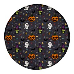 Halloween Bat Pattern Round Glass Fridge Magnet (4 Pack) by Ndabl3x