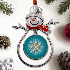 Abstract Digital Artwork Metal Snowman Ornament by Ndabl3x