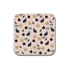 Cat Halloween Pattern Rubber Coaster (square) by Ndabl3x