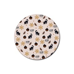 Cat Halloween Pattern Rubber Coaster (round) by Ndabl3x