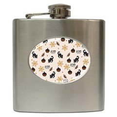 Cat Halloween Pattern Hip Flask (6 Oz) by Ndabl3x