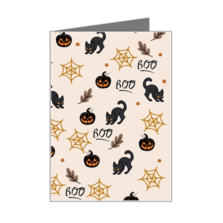 Cat Halloween Pattern Mini Greeting Card