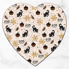 Cat Halloween Pattern Jigsaw Puzzle (heart) by Ndabl3x