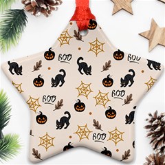 Cat Halloween Pattern Star Ornament (two Sides) by Ndabl3x