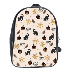 Cat Halloween Pattern School Bag (large) by Ndabl3x