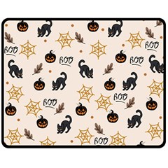 Cat Halloween Pattern Fleece Blanket (medium) by Ndabl3x