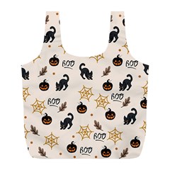 Cat Halloween Pattern Full Print Recycle Bag (l) by Ndabl3x