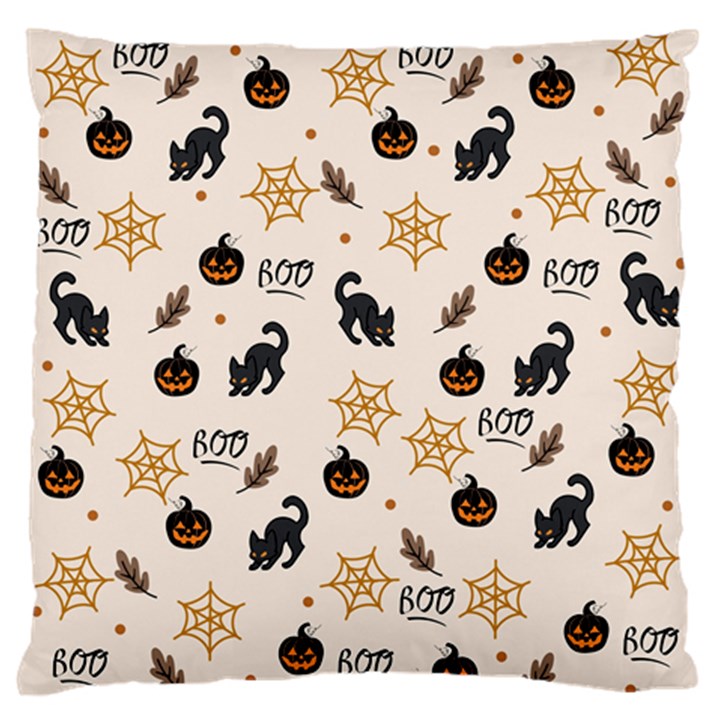 Cat Halloween Pattern Large Premium Plush Fleece Cushion Case (One Side)