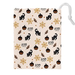 Cat Halloween Pattern Drawstring Pouch (4xl) by Ndabl3x