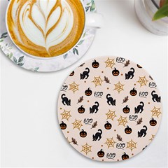 Cat Halloween Pattern Uv Print Round Tile Coaster by Ndabl3x