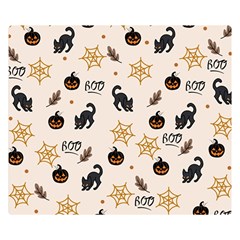 Cat Halloween Pattern Premium Plush Fleece Blanket (small) by Ndabl3x