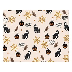 Cat Halloween Pattern Premium Plush Fleece Blanket (large) by Ndabl3x