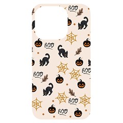 Cat Halloween Pattern Iphone 14 Pro Black Uv Print Case by Ndabl3x