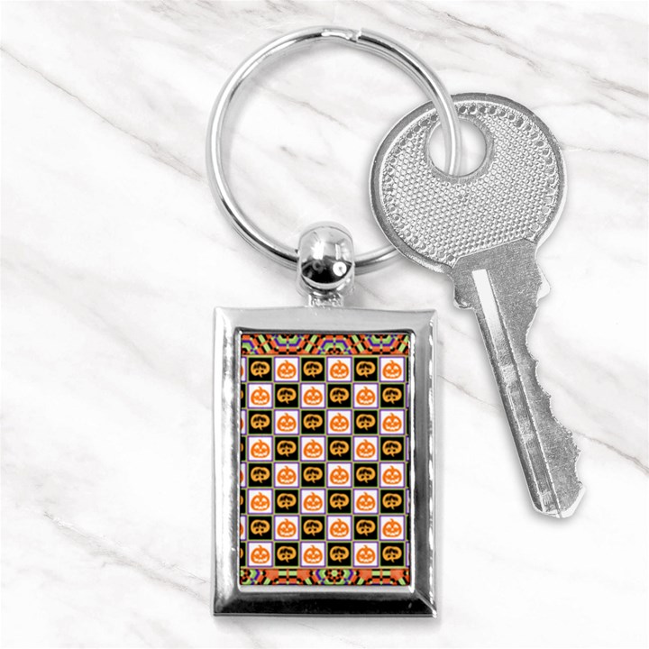 Chess Halloween Pattern Key Chain (Rectangle)