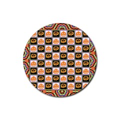 Chess Halloween Pattern Rubber Coaster (round) by Ndabl3x