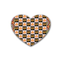 Chess Halloween Pattern Rubber Heart Coaster (4 Pack) by Ndabl3x