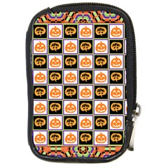 Chess Halloween Pattern Compact Camera Leather Case by Ndabl3x