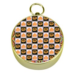 Chess Halloween Pattern Gold Compasses by Ndabl3x