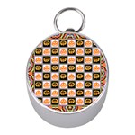 Chess Halloween Pattern Mini Silver Compasses Front