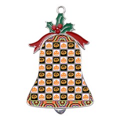 Chess Halloween Pattern Metal Holly Leaf Bell Ornament by Ndabl3x