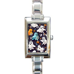 Ghost Pumpkin Scary Rectangle Italian Charm Watch by Ndabl3x