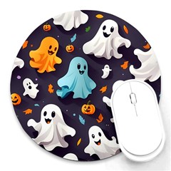 Ghost Pumpkin Scary Round Mousepad by Ndabl3x