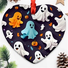 Ghost Pumpkin Scary Ornament (heart) by Ndabl3x