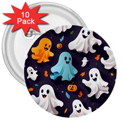 Ghost Pumpkin Scary 3  Buttons (10 Pack)  by Ndabl3x