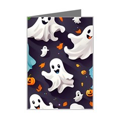 Ghost Pumpkin Scary Mini Greeting Card by Ndabl3x