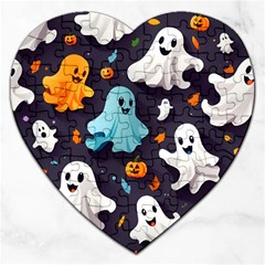 Ghost Pumpkin Scary Jigsaw Puzzle (heart) by Ndabl3x