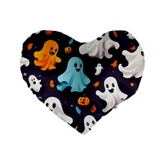 Ghost Pumpkin Scary Standard 16  Premium Heart Shape Cushions by Ndabl3x