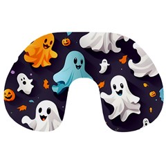 Ghost Pumpkin Scary Travel Neck Pillow by Ndabl3x