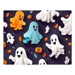 Ghost Pumpkin Scary Two Sides Premium Plush Fleece Blanket (large) by Ndabl3x